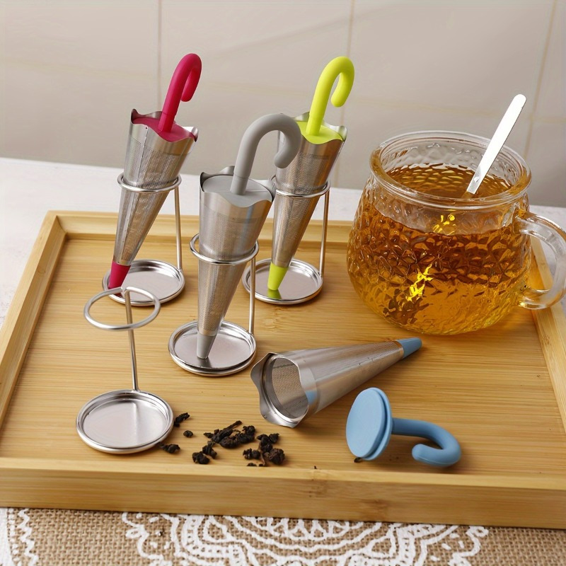 Coffee Tea Infusion - 1 Stück wiederverwendbarer Regenschirm-Teeinfusor mit Abtropfschale