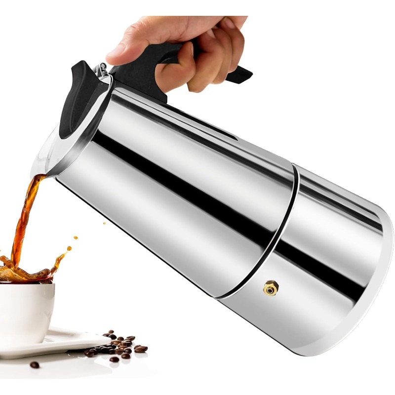 Moka Pot Stove - 6-Tassen-Mokkakanne aus Edelstahl, 100 ml, tragbarer