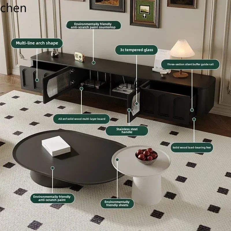 Coffee & Tea Ken'S House - i5.15 Retro-TV-Schrank Couchtisch-Kombination Moderner Einfacher Wohnzimmer-Bodenschrank
