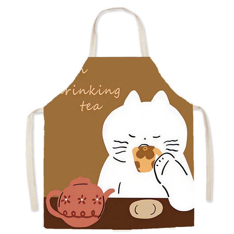 Schürze mit süßem weißen Katze – Coffee Tea Knits Bewertung und Preis