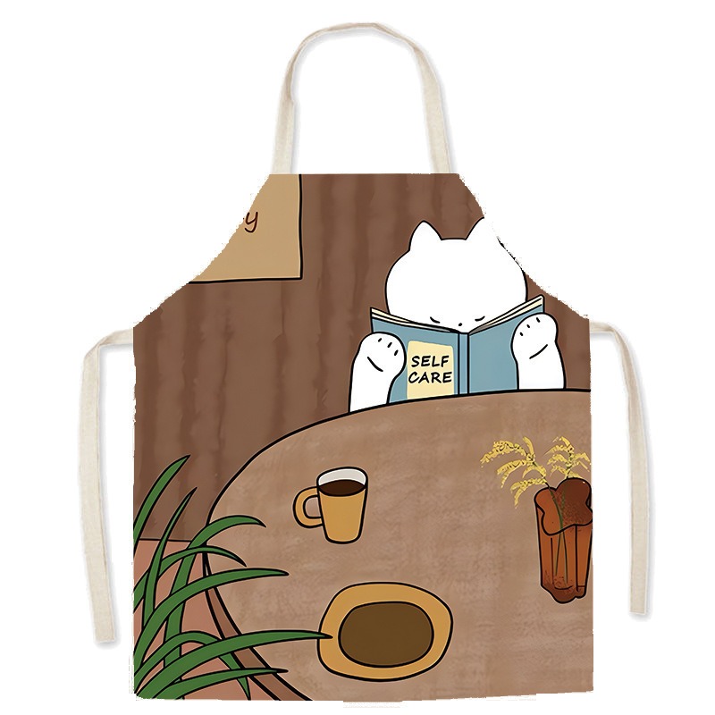 Schürze mit süßem weißen Katze – Coffee Tea Knits Bewertung und Preis
