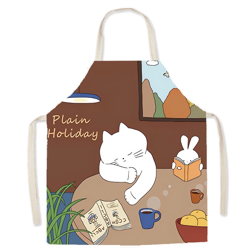 Schürze mit süßem weißen Katze – Coffee Tea Knits Bewertung und Preis