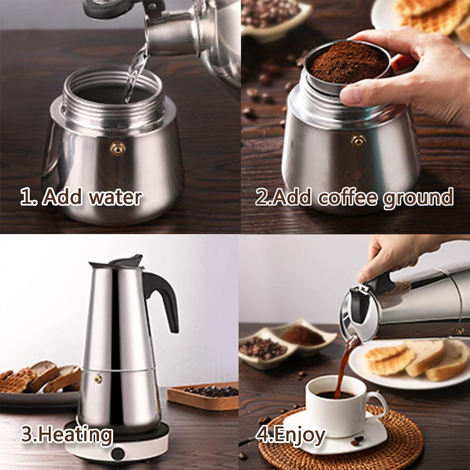 4/6/9 Tassen Moka Pot Caffe Ma – Moka Pot Stove Bewertung und Preis