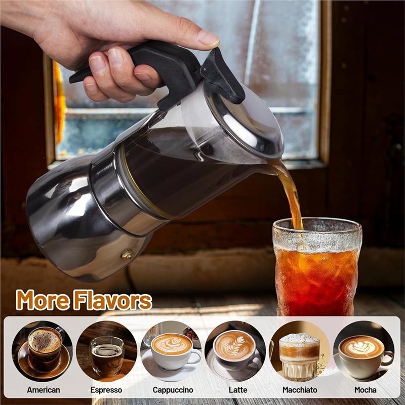ABUI-Klarglas 4-Tassen Moka-Ka – Moka Pot Stove Bewertung und Preis